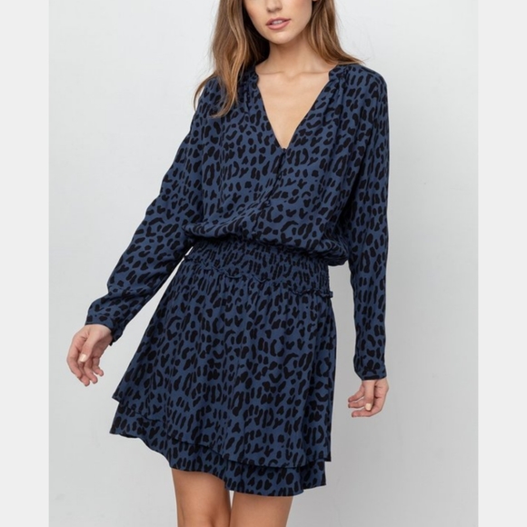 Rails blue leopard print smocked dress - Picture 2 of 10